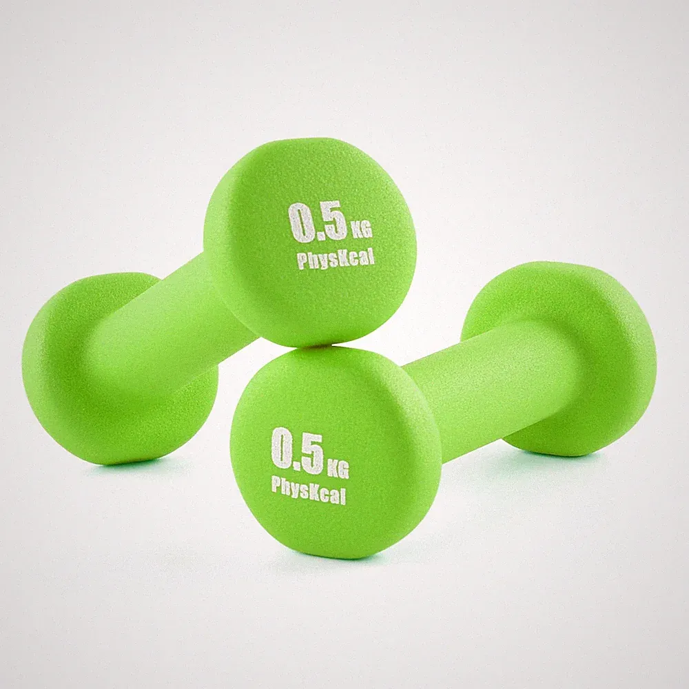 PhysKcal Hanteln 2er Set für Home Gym 5 Paar, 2 x 0,5 kg | Greenary