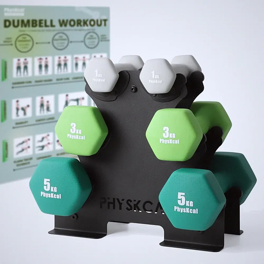 Physkcal Kurzhantel Set 6-teilig mit Ablage
