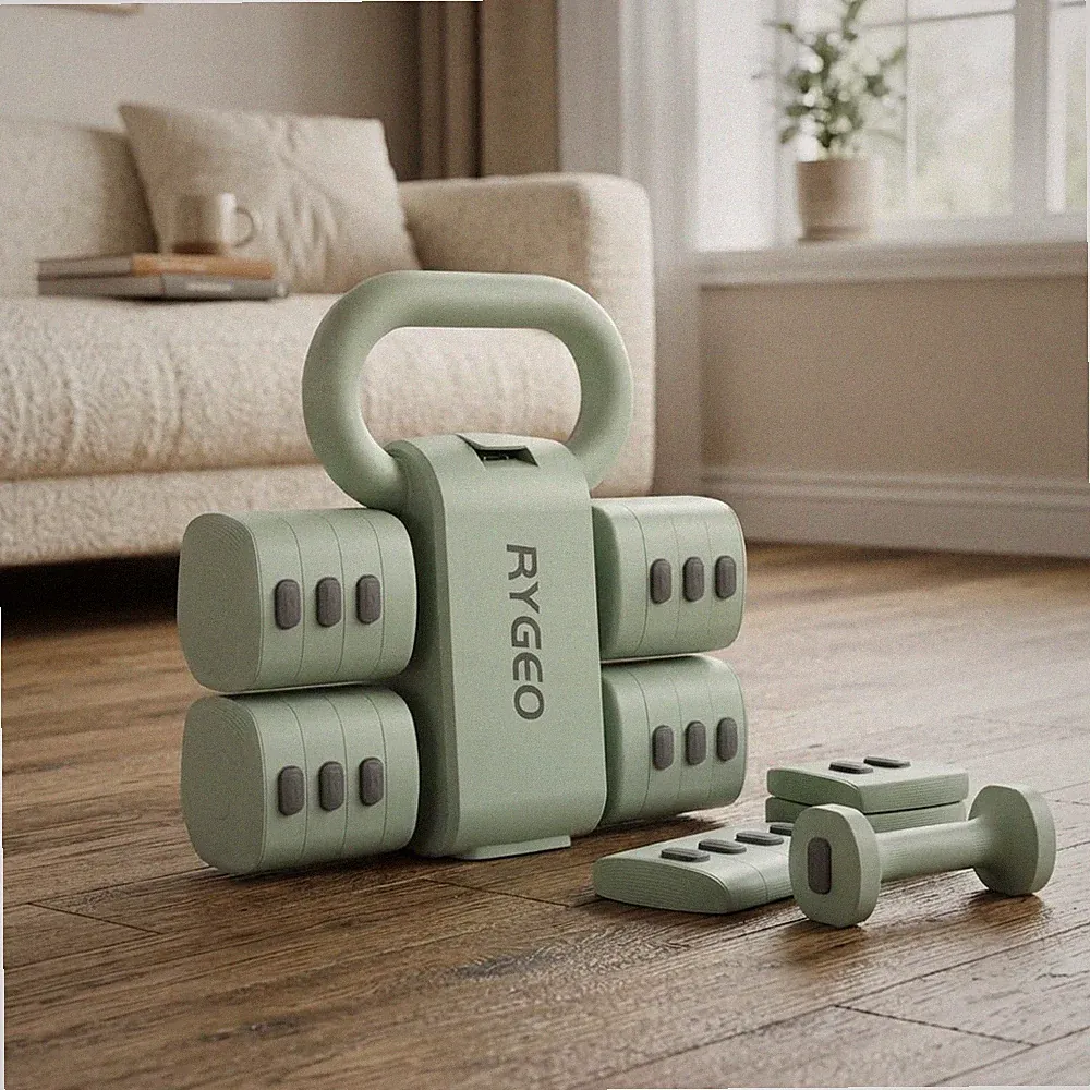 Platzsparendes 2-in-1 verstellbares Kettlebell und Hantelset für weibliche Fitness
