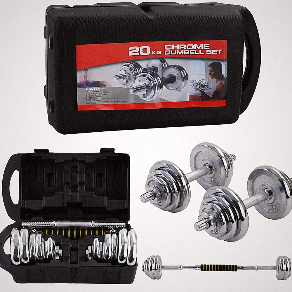 RAMROXX 20 kg Gusseisen Kurzhantel Langhantel Set