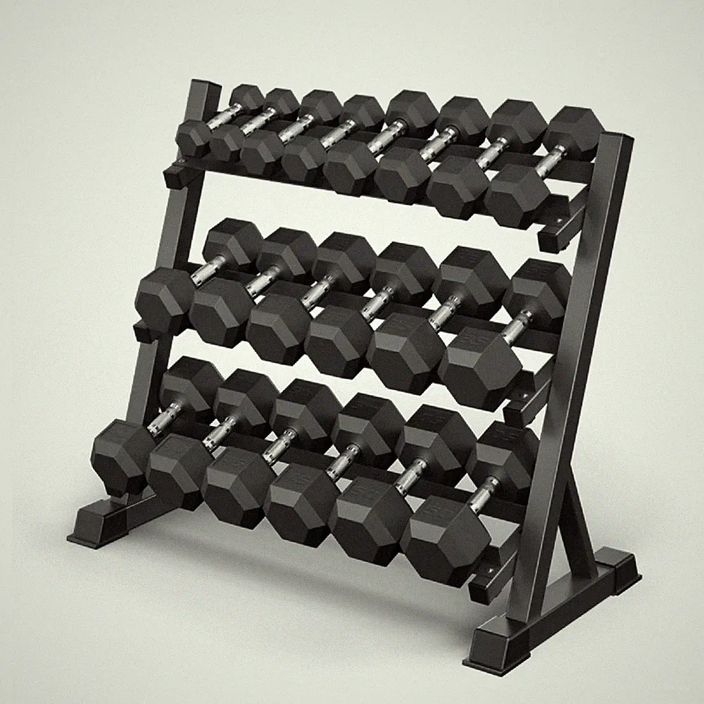 RAVIAN 75kg Hex Hantelset 5 Paar Gummi Gewichte mit Ablage
