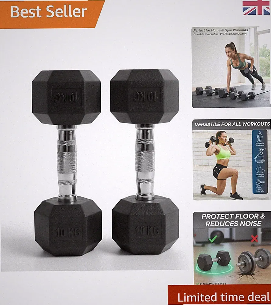 Robustes 10kg Hex Hantelset - Perfekt für Home Gym & Bodybuilding Workouts