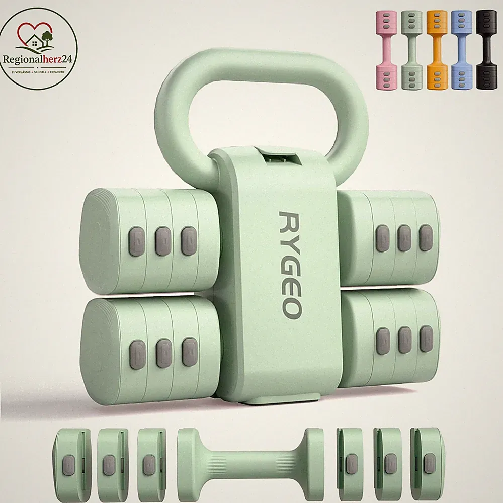 RYGEO 2-in-1 Verstellbares Hantelset mit Kettlebell für Frauen – 1 bis 2,5 kg pr