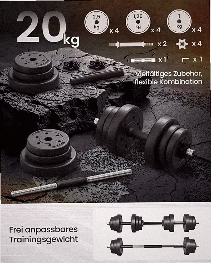 SONGMICS 2-in-1-Kurzhantel 2x10 kg