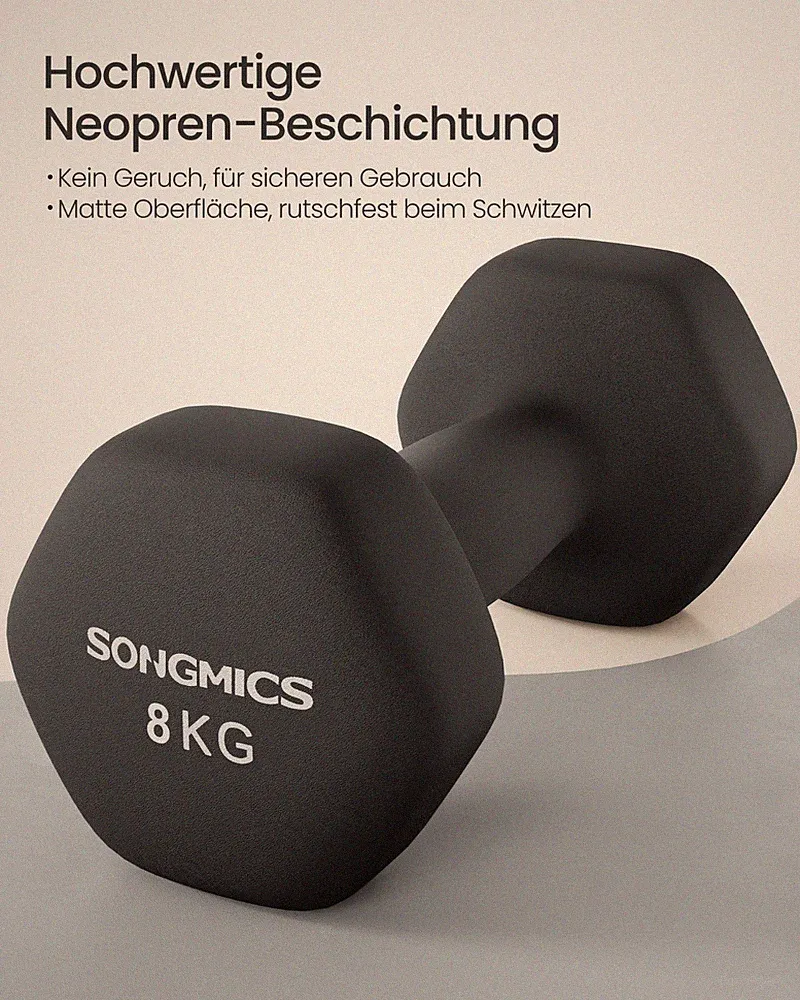 SONGMICS Hantelset 2 x 8 kg Hexagon Neopren