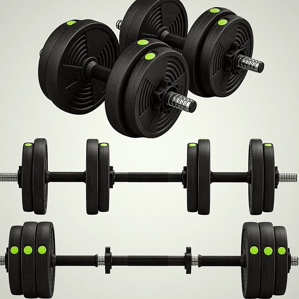 SPORTNOW 15 KG 2-in-1 verstellbares Langhantel- & Hantelnset, schwarz und grün
