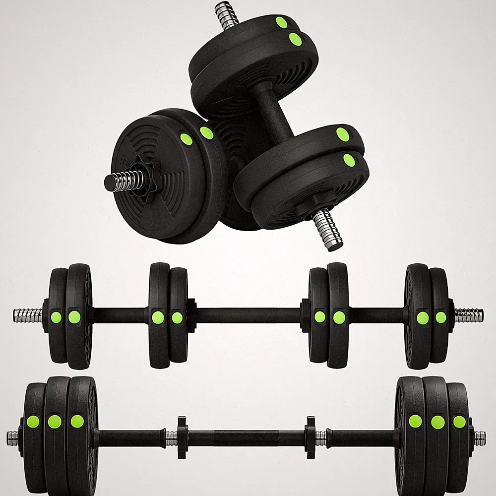 SPORTNOW 15 KG 2-in-1 verstellbares Langhantel- & Hantelnset, schwarz und grün