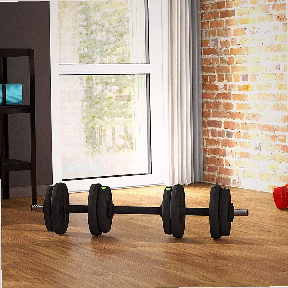 SPORTNOW 15KGS 2-in-1 verstellbare Langhantel & Hanteln Set generalüberholt