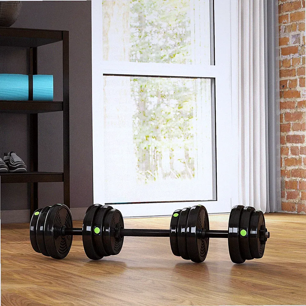 SPORTNOW 2-in-1 Hantel Set, 25 kg verstellbar Dumbbell Set mit 12 Hantelscheiben