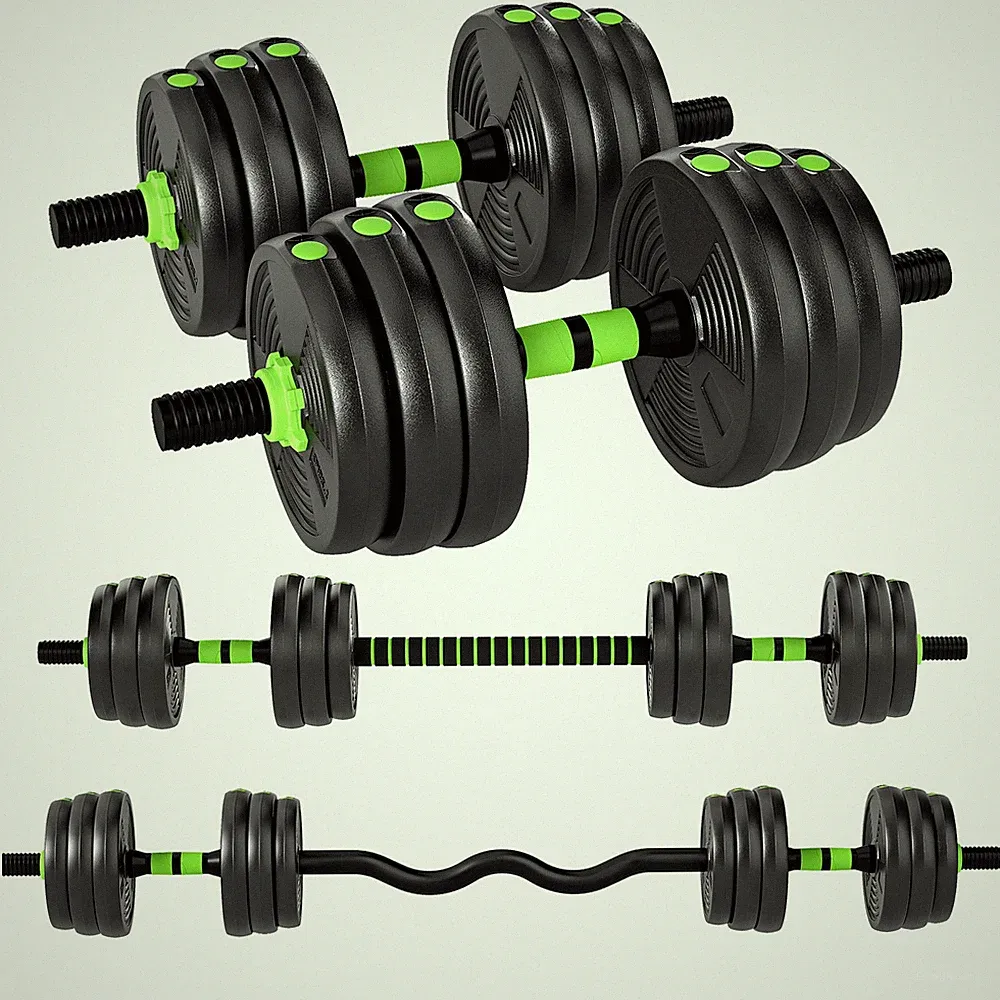 SPORTNOW 20 kg 3-in-1 verstellbares Hantel- & Langhantelset mit EZ-Stange, grün