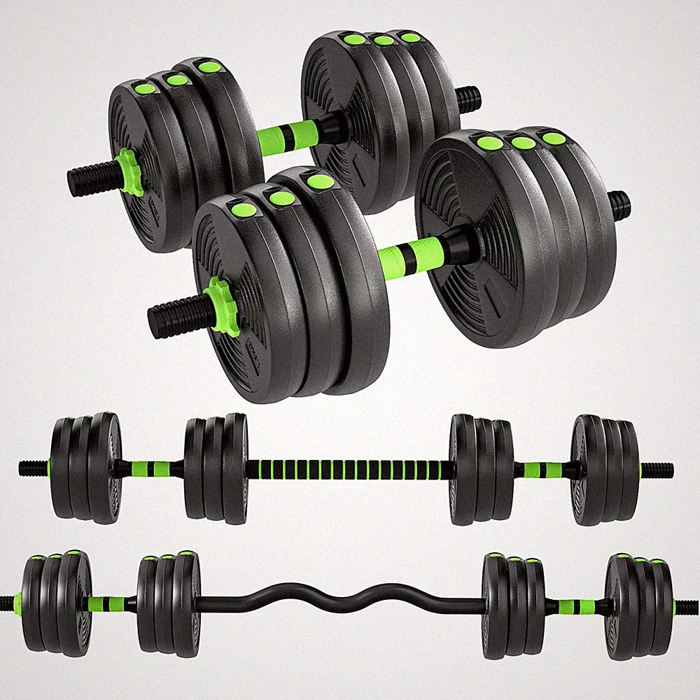 SPORTNOW 25 kg 3-in-1 verstellbares Hantel- & Langhantelset mit EZ-Stange, grün