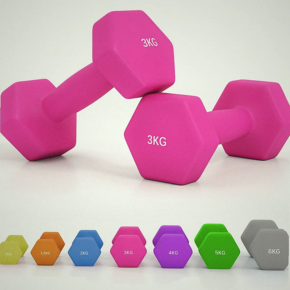 SPORTNOW 2er Set Sechseck Hanteln Gewichte Paar, 2 x 3 kg, pink
