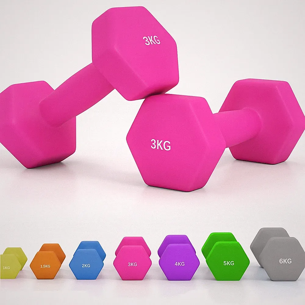 SPORTNOW 2er Set Sechseck Hanteln Gewichte Paar, 2 x 3 kg, pink