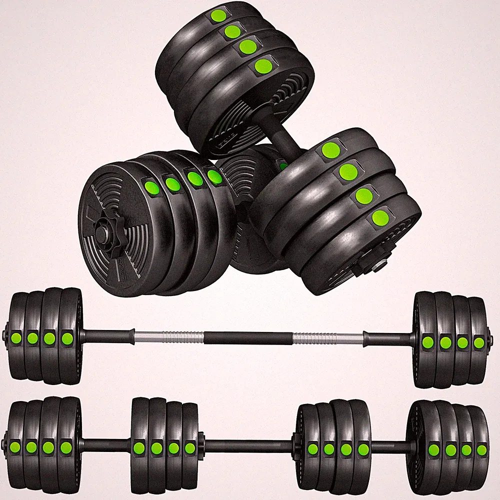 SPORTNOW 30 KG 2-in-1 verstellbares Langhantel- & Hantelnset, schwarz und grün