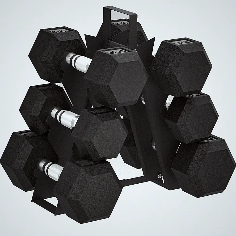 SPORTNOW 36KG Hex Hantelset 4kg 6kg 8kg Gewichte mit Rack gummibeschichtet