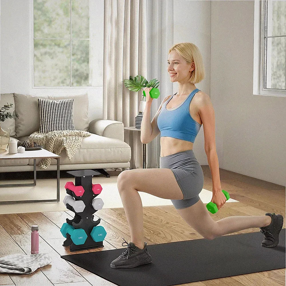 SPORTNOW Hanteln Set 4 Paar Kurzhanteln mit Aufbewahrungsständer 1-4 kg