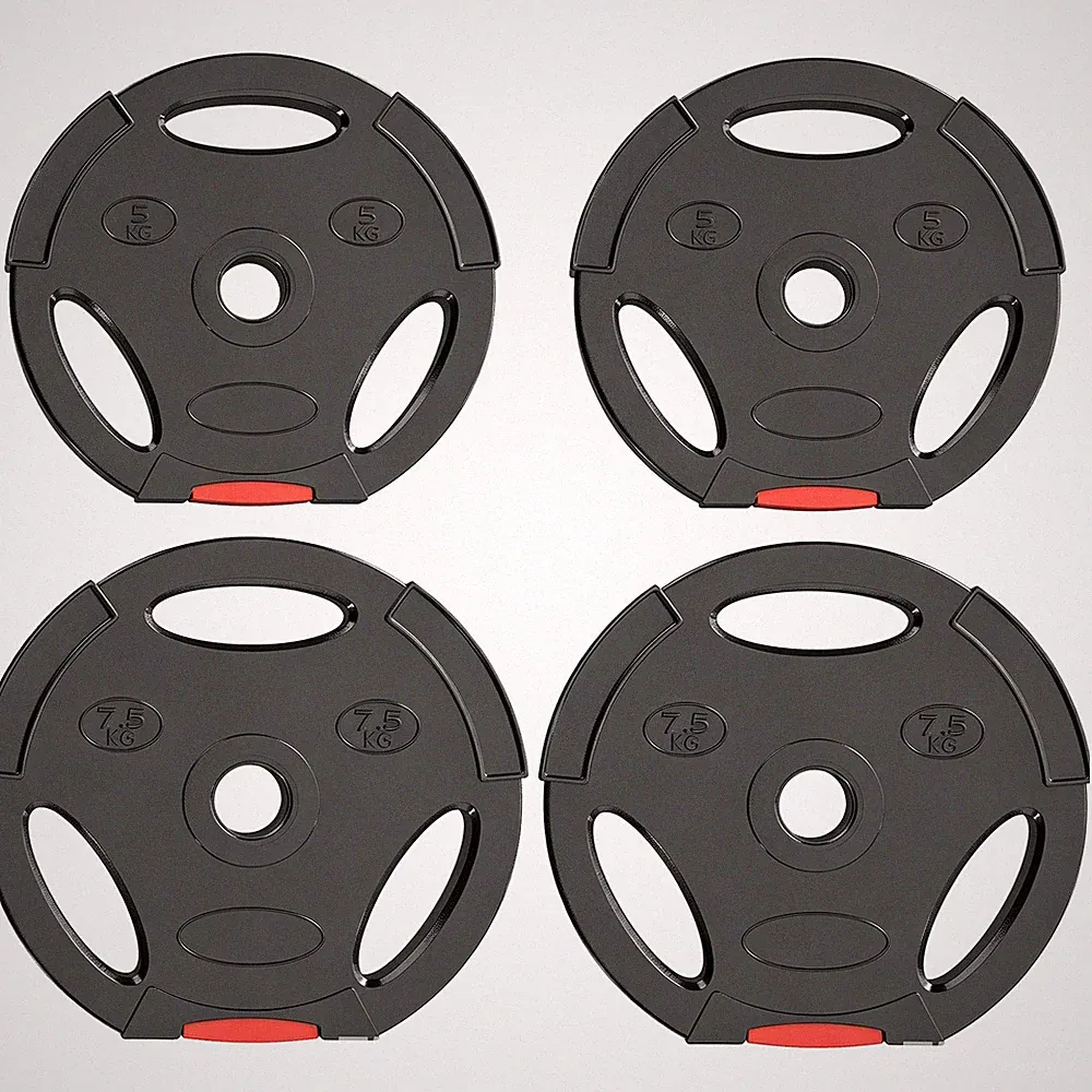 SPORTNOW Hantelscheiben Set für Home Gym, 2 x 7,5 kg, 2 x 5 kg, schwarz