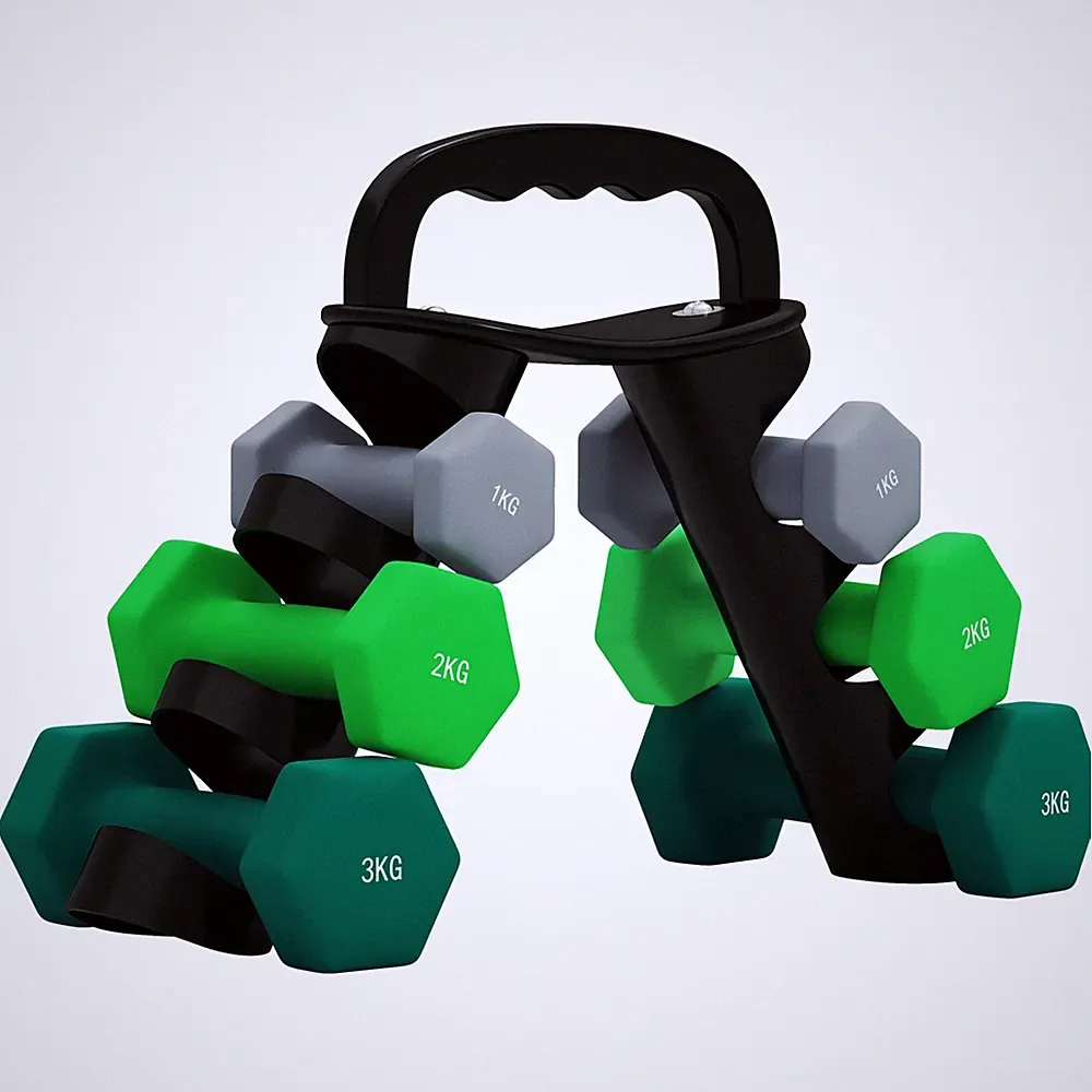 SPORTNOW Hantelset mit Ablage, 2 x 1 kg, 2 x 2 kg, 2 x 3 kg, grau