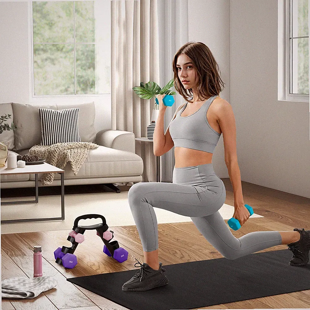 SPORTNOW Hantelset mit Aufbewahrungsgestell, 2 x 1kg, 2 x 3kg, 2 x 5kg