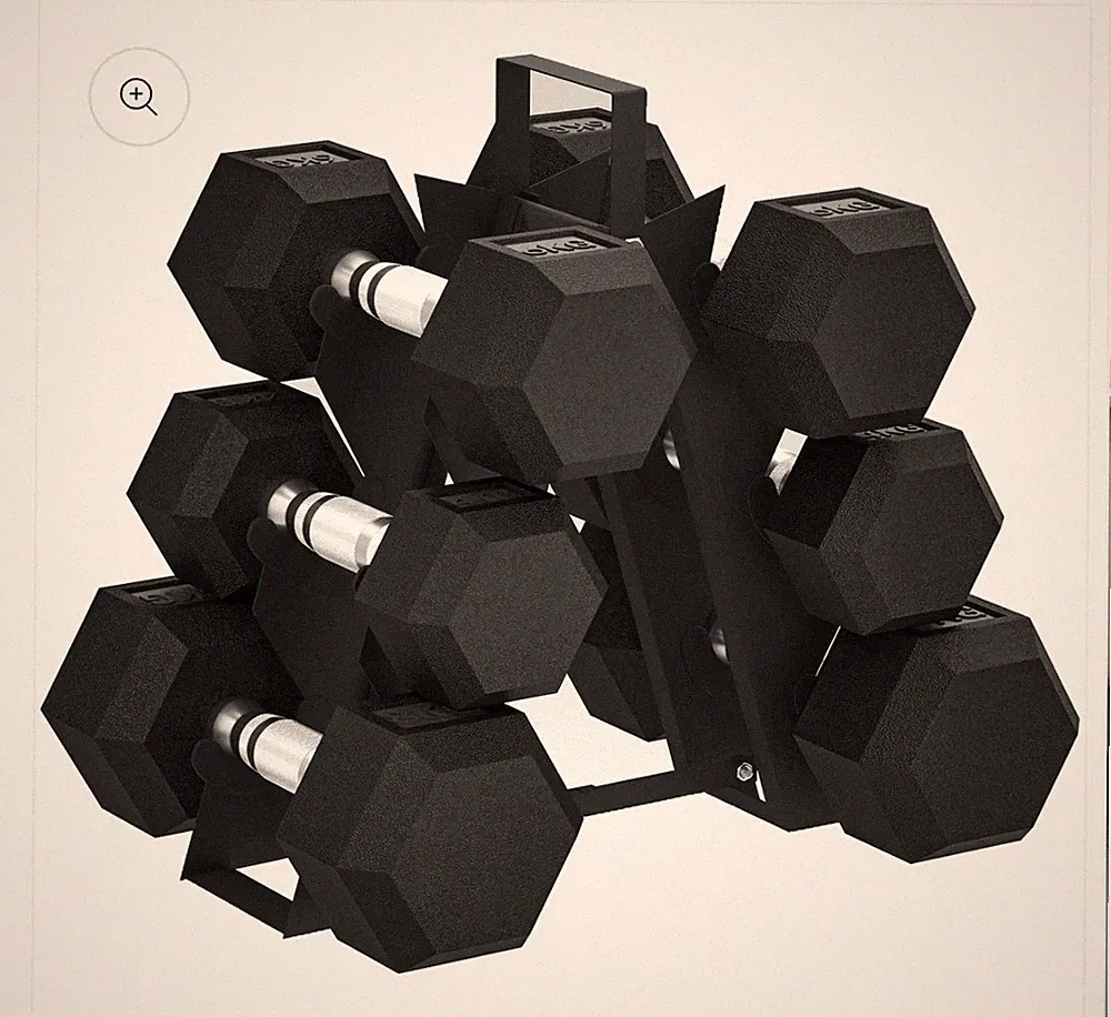 SPORTNOW Hex Hantelset mit Ablage, gummibeschichtet, rutschfeste Chromgriffe, für