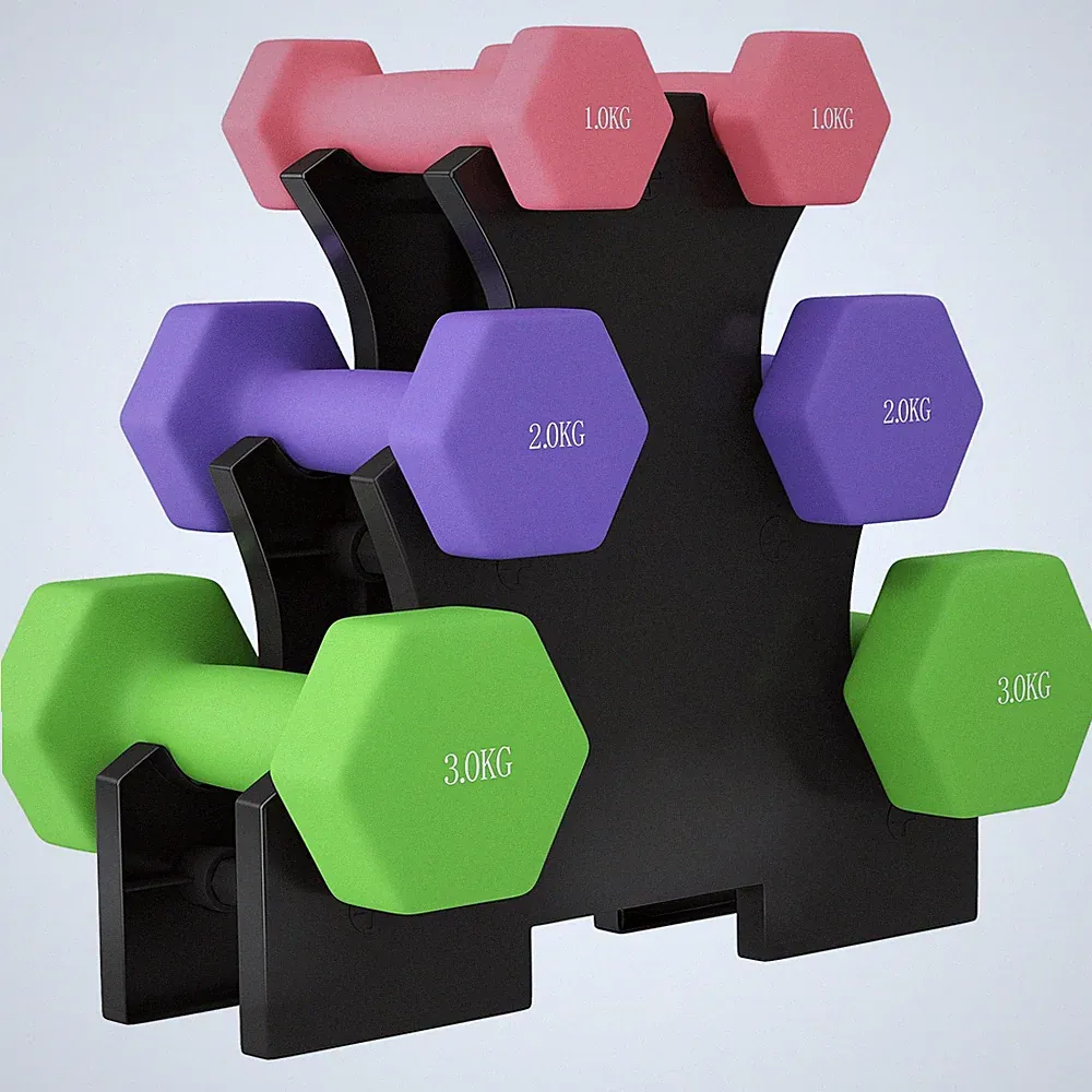 SPORTNOW Hex Hantelset mit Hantelablage, 2 x 1 kg, 2 x 2 kg, 2 x 3 kg