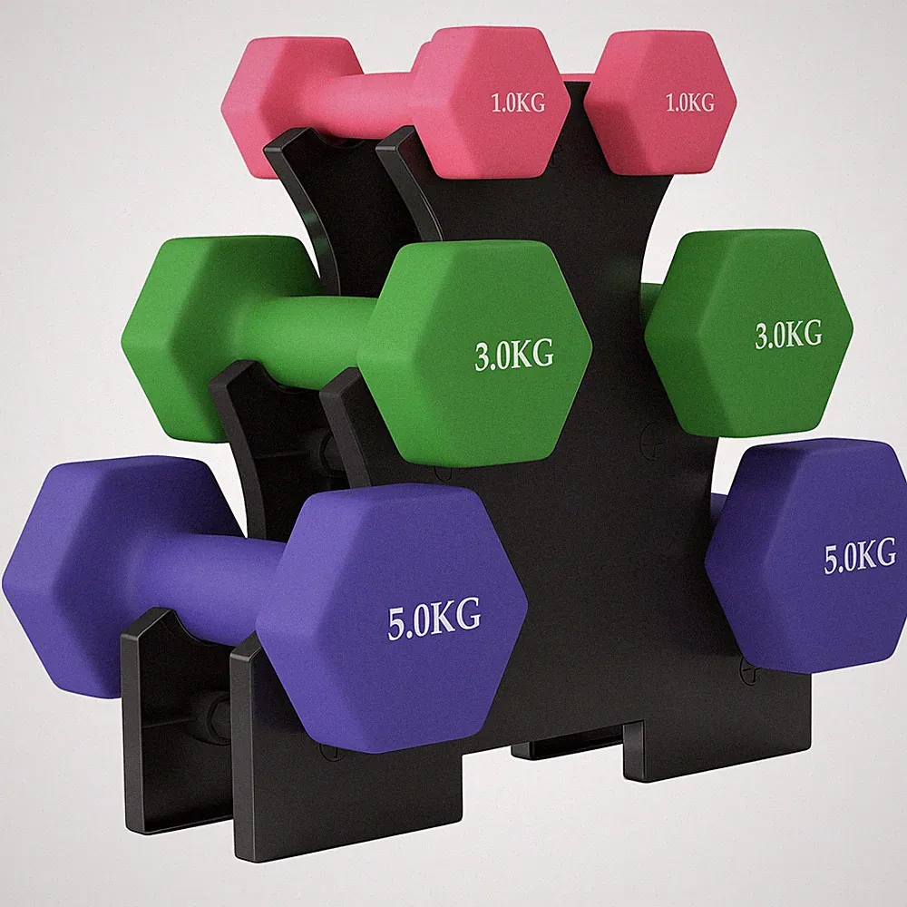 SPORTNOW Hex Hantelset mit Hantelablage, 2 x 1 kg, 2 x 3 kg, 2 x 5 kg