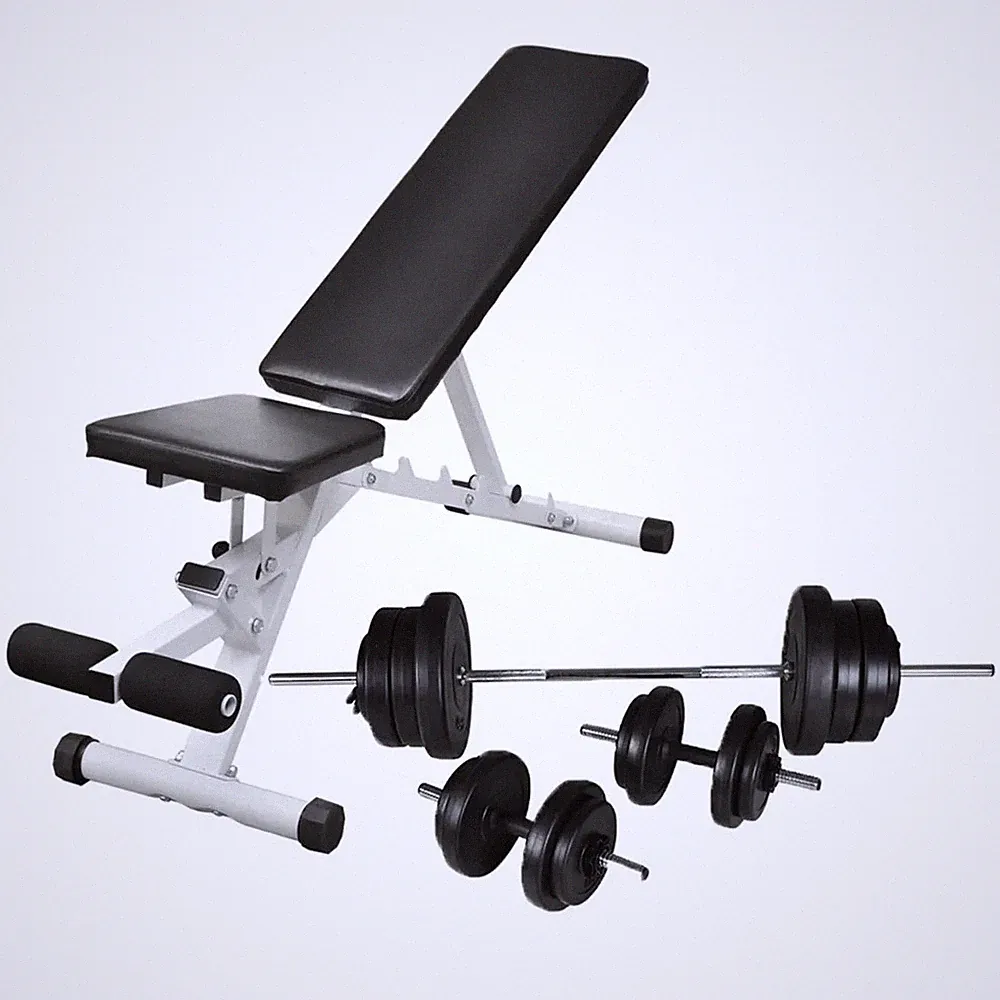 Trainingsbank Stahl 60,5 kg Langhantel & Hantelset, 5-Pos Rückenlehne schwarz 133x41cm