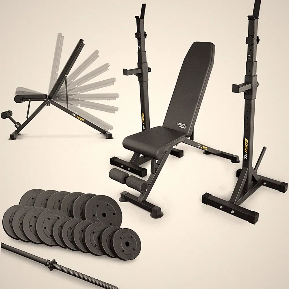 TREX SPORT Hantelbank mit Gewichten 55 kg