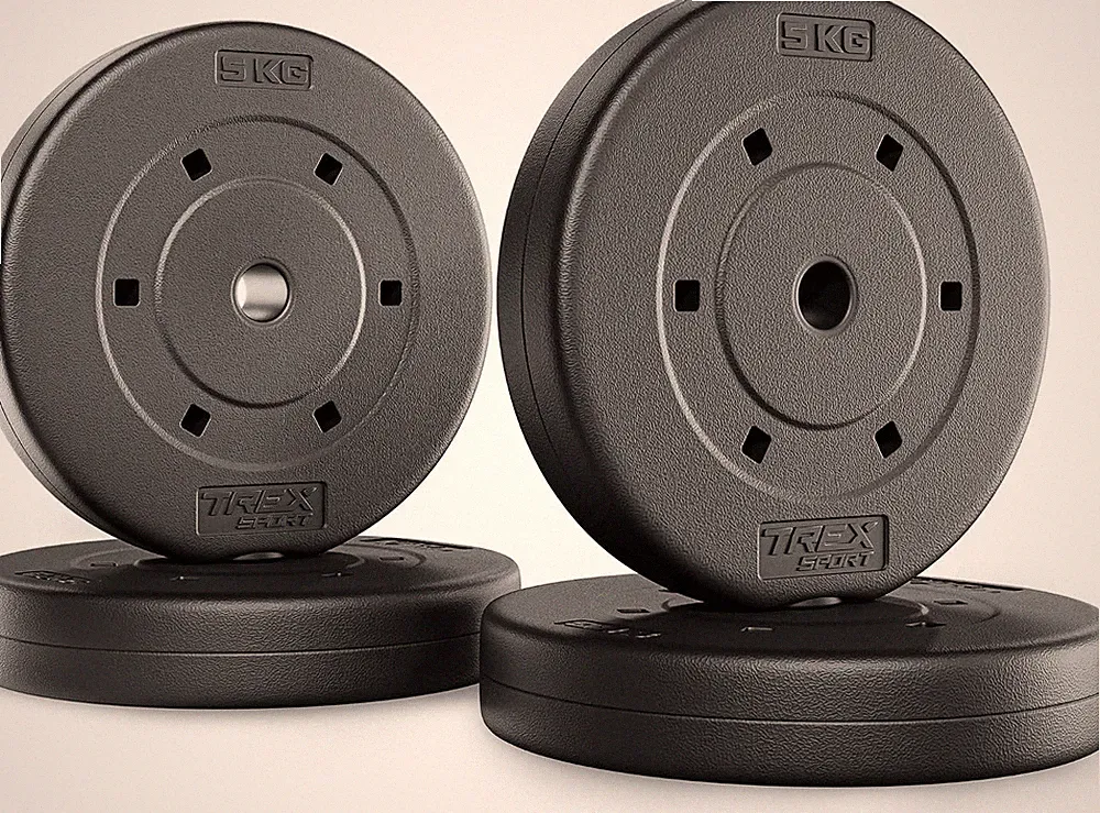 TREX SPORT Hantelscheiben Set 20 kg 4x5 kg Bohrung 27 mm Gewichte Krafttraining