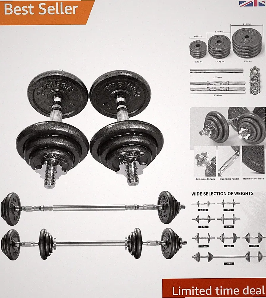 Umfangreiches verstellbares Hantelset - 20kg/30kg Gewichte für Ganzkörperfitness