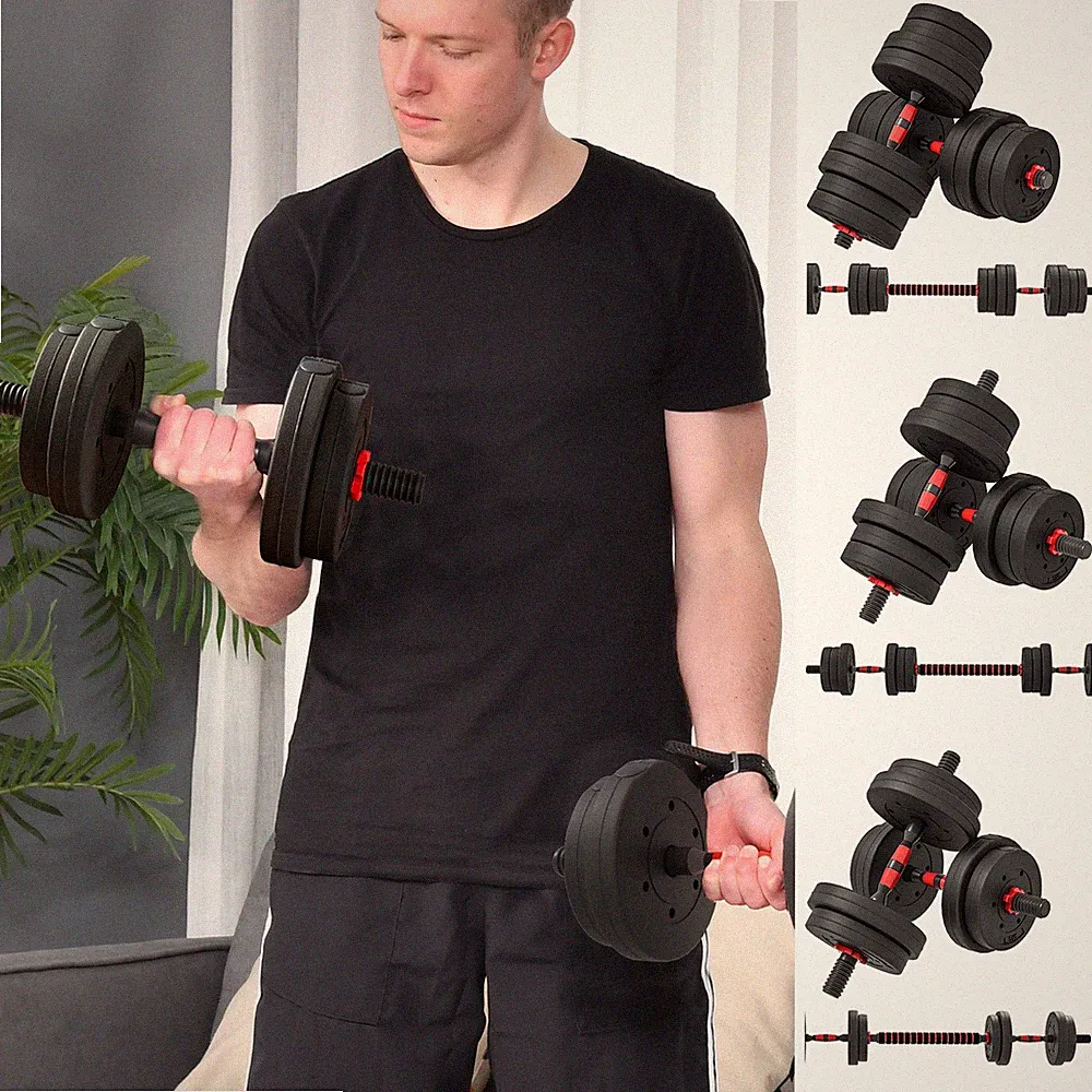 Verstellbare 2 IN 1 Langhantel Hanteln Gewicht Set für Body Fitness Lifting