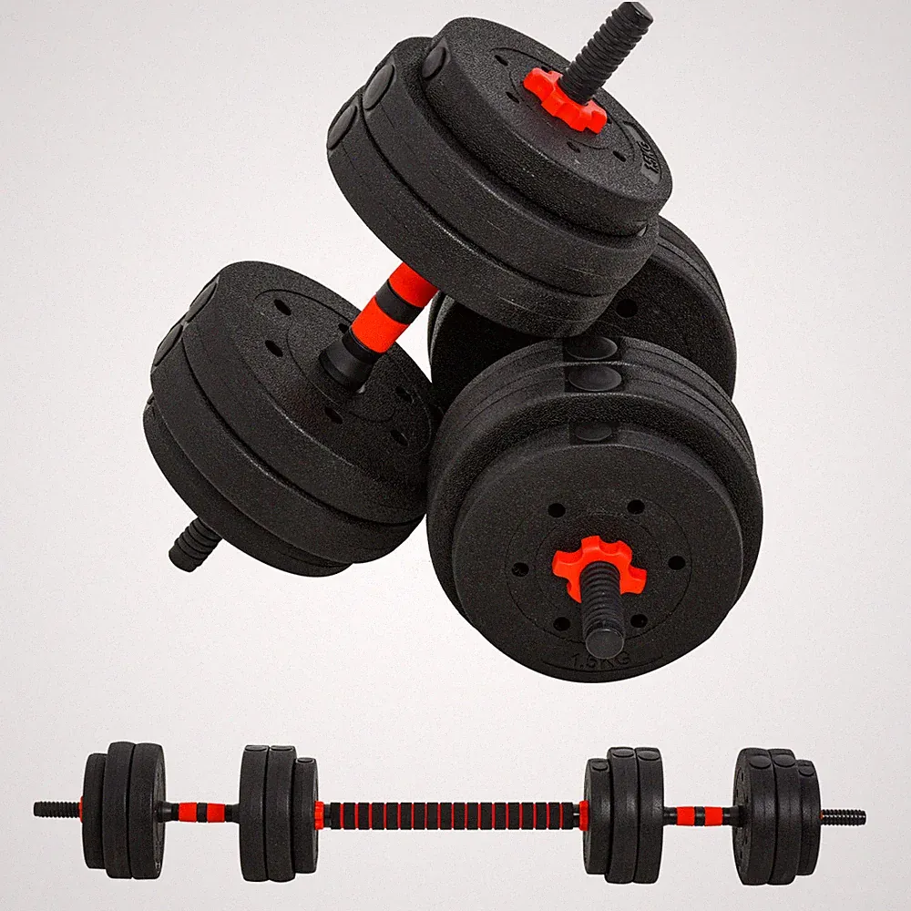 Verstellbare Hantel Langhantel Set 25kg schwarz kunststoffummantelter Stahl rutschfest ProGym