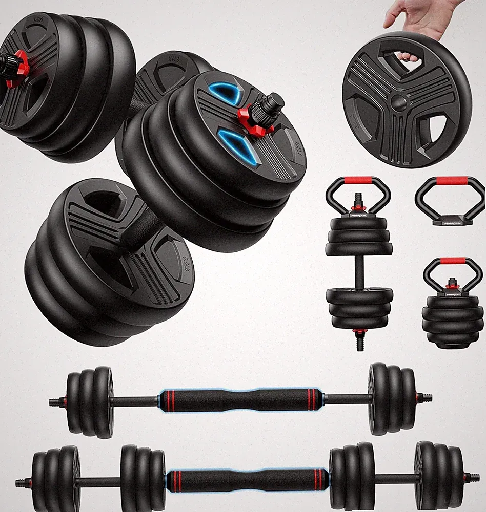 Verstellbare Hanteln 10kg-40kg 5-in-1 Set Langhantel Kettlebell für