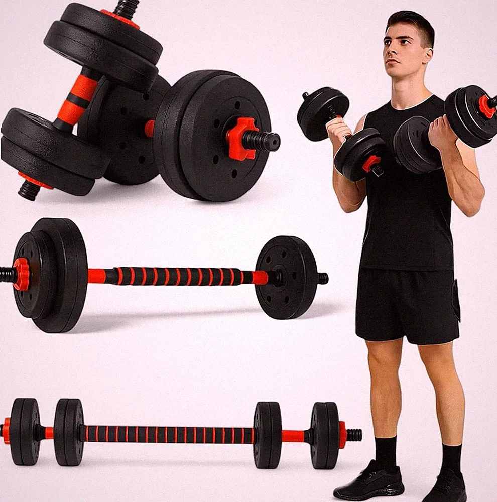 Verstellbare Hanteln 10kg Langhantel Hantel Set 2 in 1 Home Gym Krafttraining
