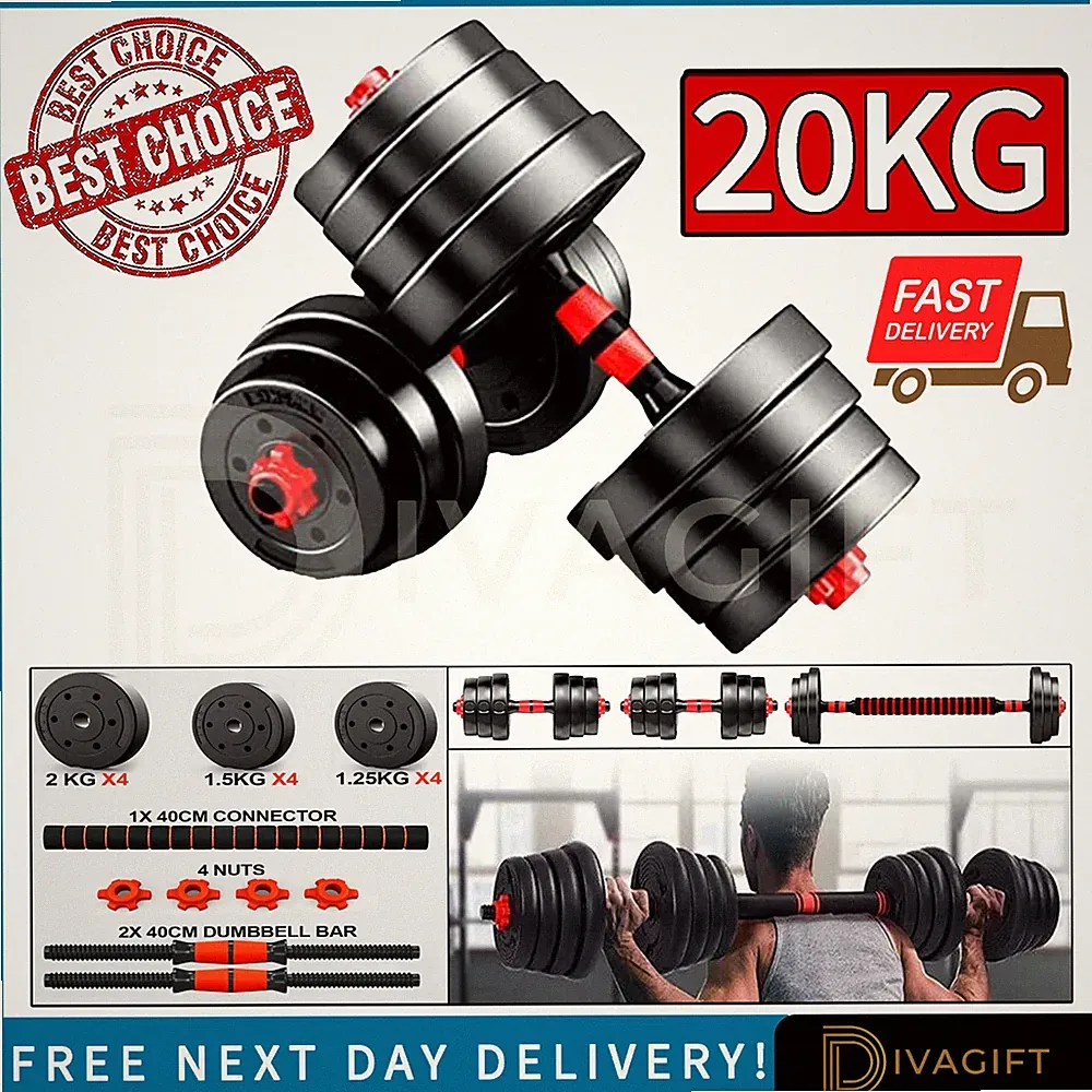 Verstellbare Hanteln Set 20KG Gewichte Paar Langhantel Hand Home Fitness Gym Workout