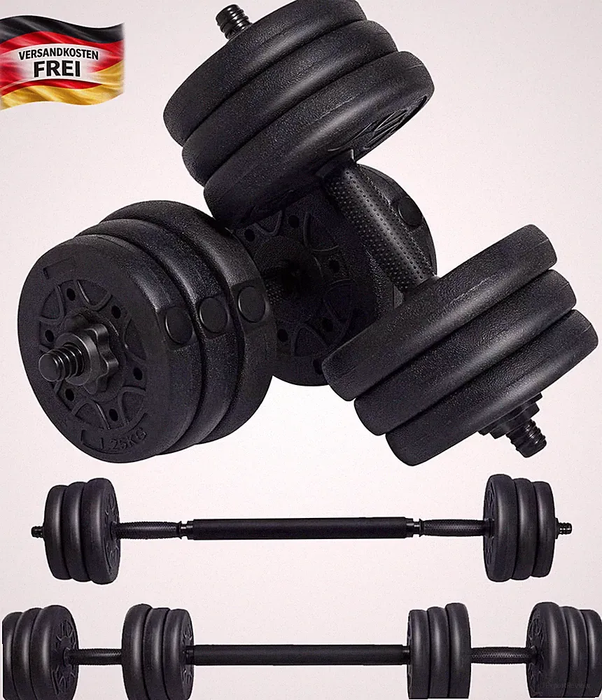 Verstellbares Hantelset 2 in 1 für Krafttraining Kurzhantel Langhantel Set