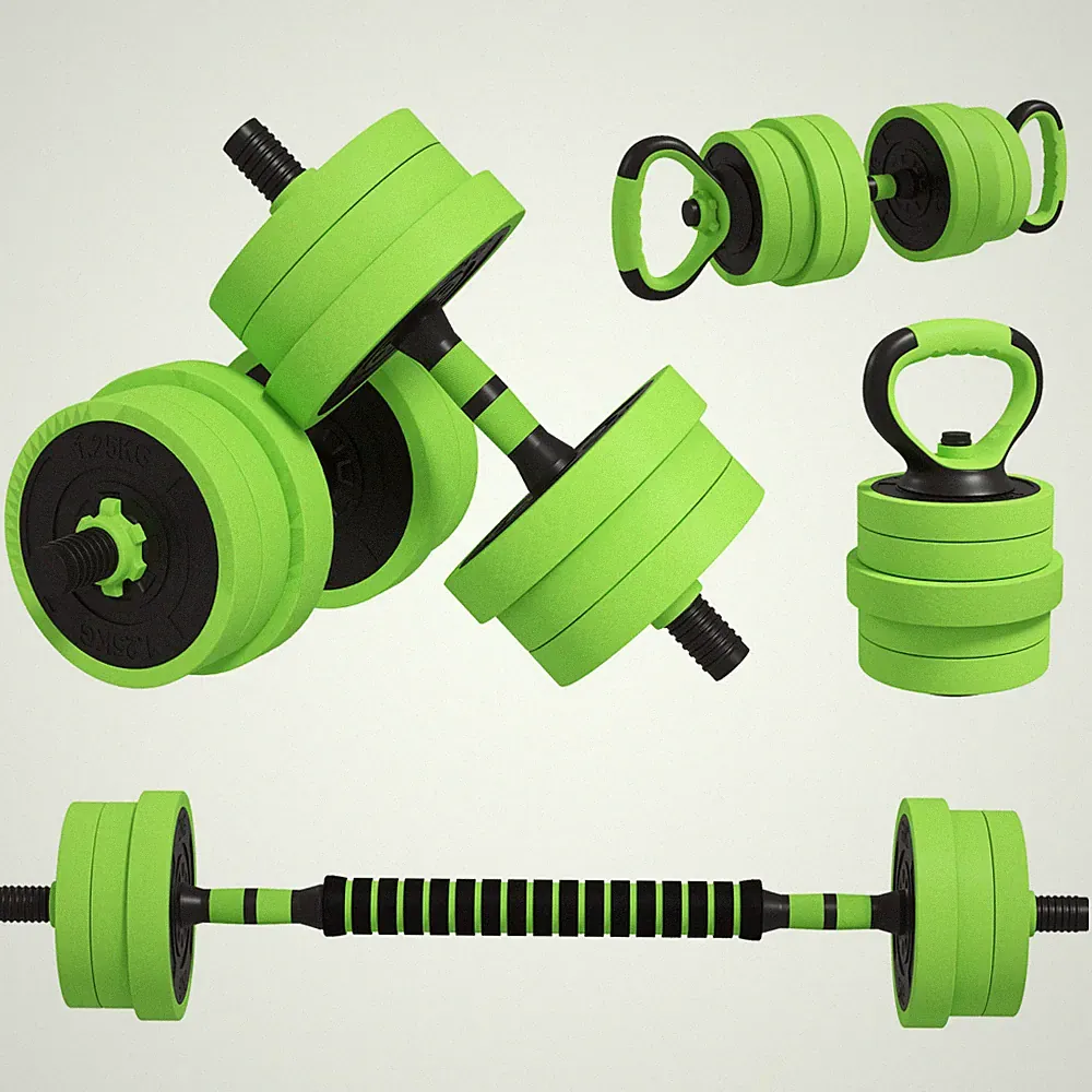 Verstellbares Hantelset 20kg grün Kunststoff & Sand 95x20x20cm 4-in-1 Home Workout