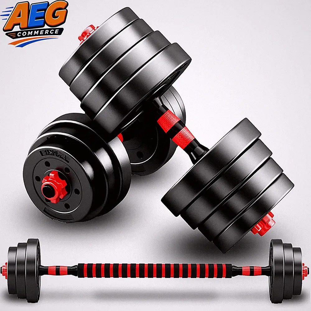 Verstellbares Hantelset 2er Set Schwarz 10-15kg 2 in 1 Kurzhantel Fitness