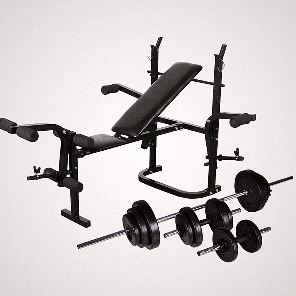vidaXL Trainingsbank mit Langhantel und Kurzhantel Set 30,5 kg