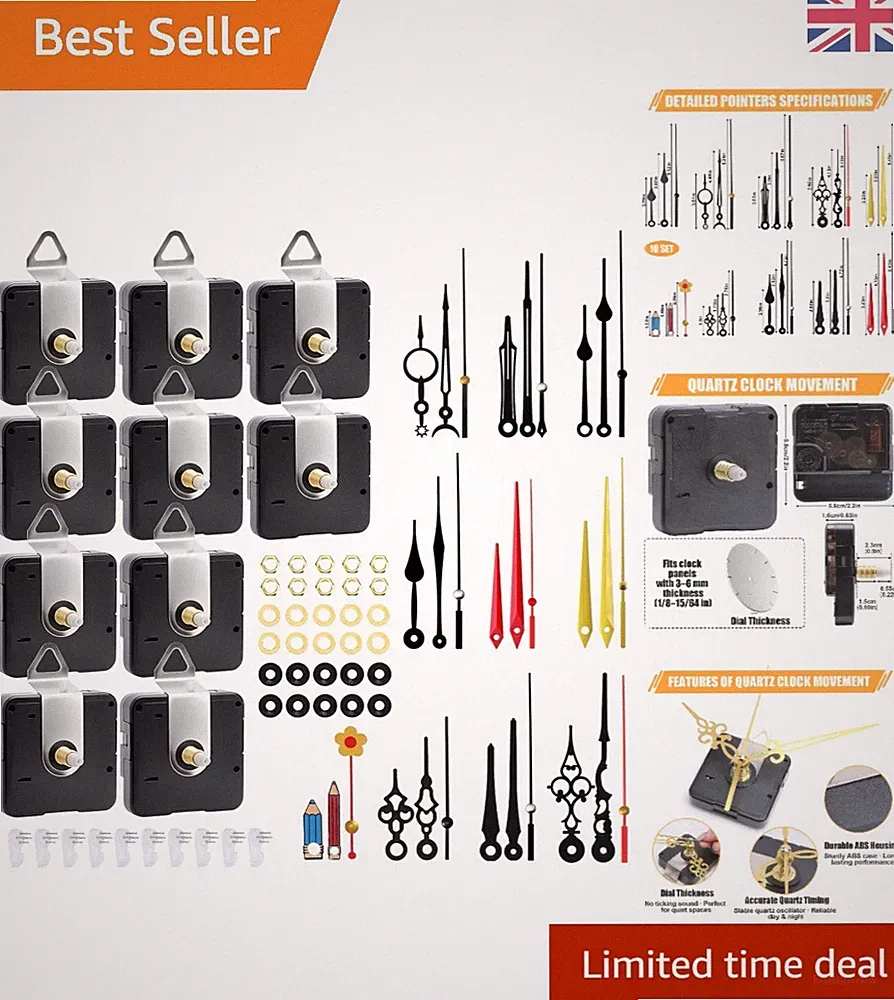 Vielseitige 10 Sets Quarz-Uhrwerke - perfekt für Reparatur- & Bastelprojekte
