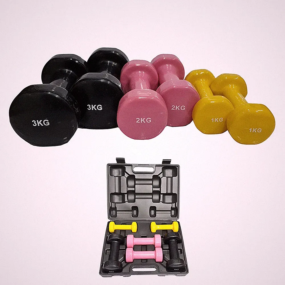 Vinyl Hantelset Damen Aerobic Heimtraining Gewicht 12KG Set 1kg 2kg 3kg MND.