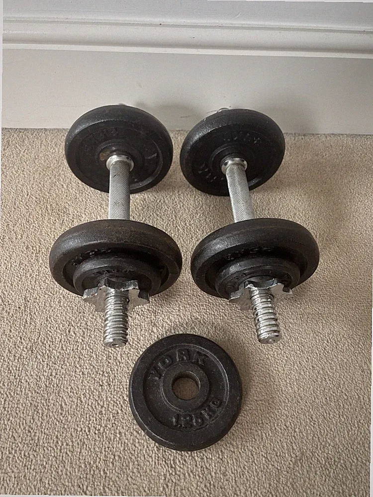 York Metall Gewichte Hantel 2er Set 13,25 kg verstellbar Freigewichte Gym Home