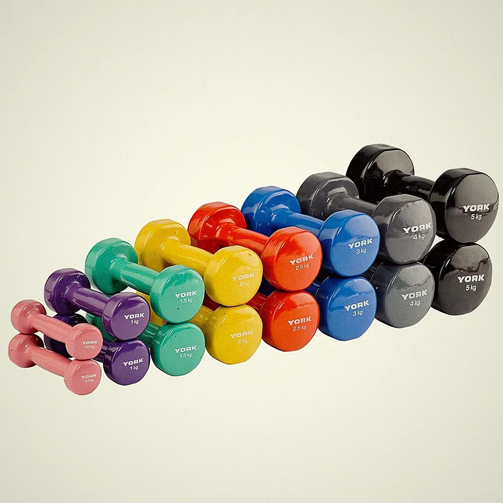 York Vinyl getauchte Hanteln Handgewichte Home Lifting Herren Damen 0,5-5 kg Paar