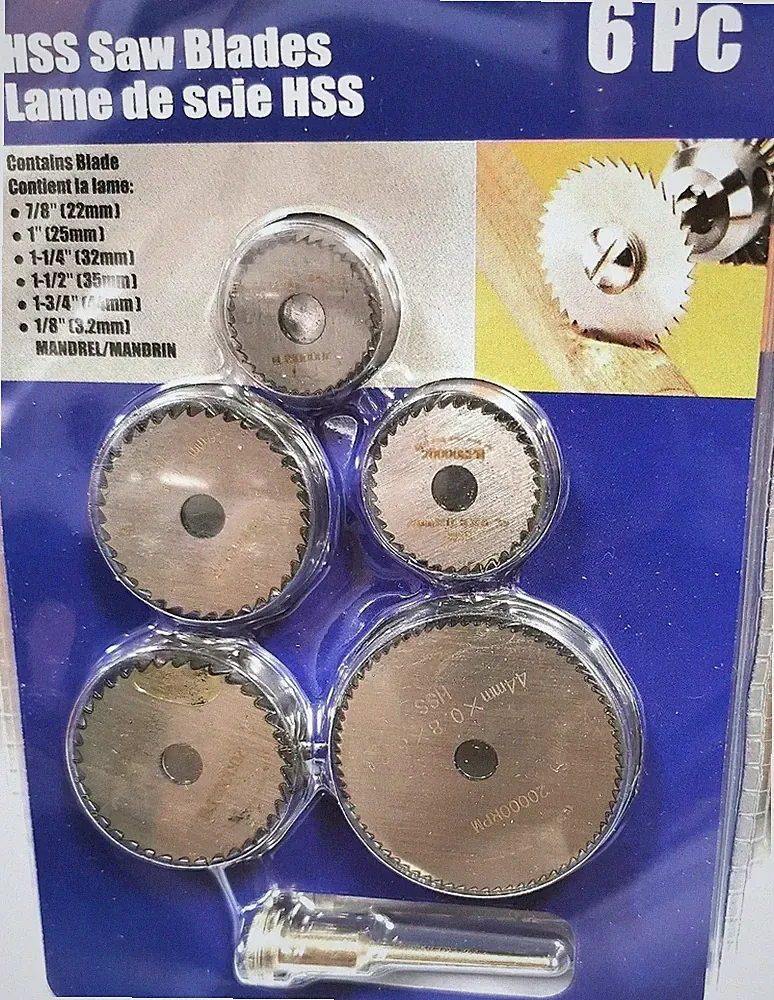 ZUBEHÖRSET 5 ZAHNSCHEIBEN HSS FÜR MINI BOHRMASCHINE DREMEL 2000 U/MIN FÜR HOLZ